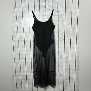 H&M x Coachella beach festival Low Back bodysuit lined sheer lace dress